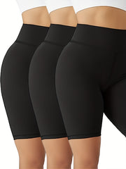 3 Pack Plus Size High Rise Biker Shorts Set