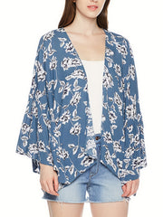 Floral Print Beach Cover Up Kimono Cardigan Women's Swimwear