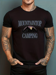Mountain Top Camping Print Men's Graphic Crew Neck T shirt
