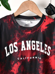 Boys LA Tie Dye Casual Outfit T-shirt & Shorts Kids Summer Set