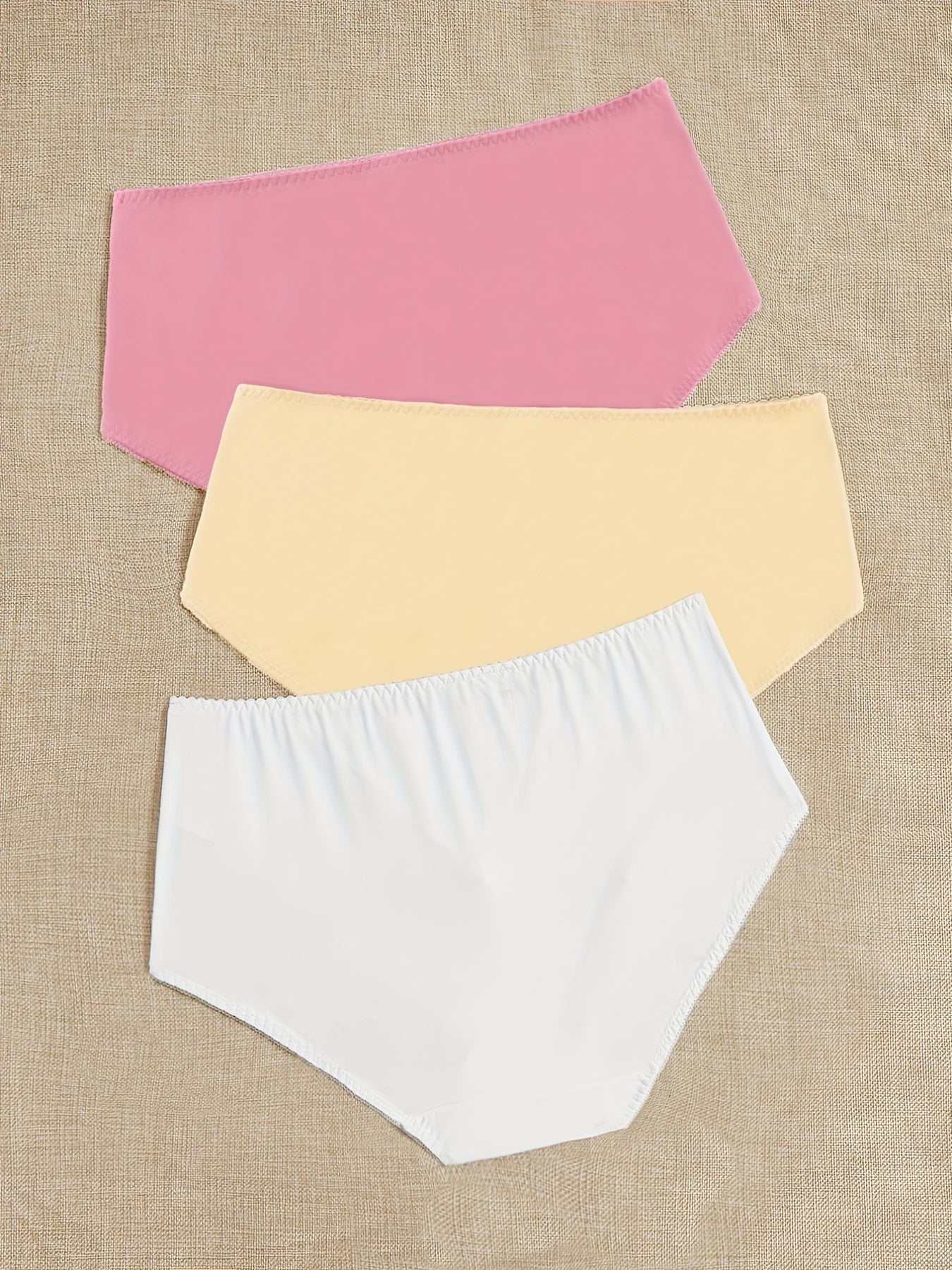 3 Pack Plus Size Panties Set Women's Solid Comfort Underwear