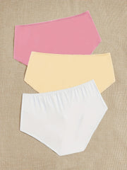 3 Pack Plus Size Panties Set Women's Solid Comfort Underwear