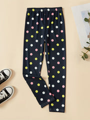 2pcs Girls Footless Leggings Polka Dots Star Graphic Slim Leggings