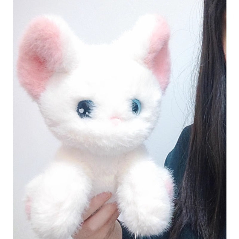Cat Plush Toy w/ Table & Bunny Ears Soft Faux Fur Puppy Girls Couples Birthday