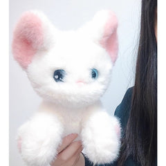 Cat Plush Toy w/ Table & Bunny Ears Soft Faux Fur Puppy Girls Couples Birthday