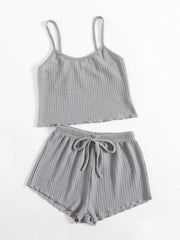 Textured Pajama Set Cami Top & Shorts Women's Sleepwear