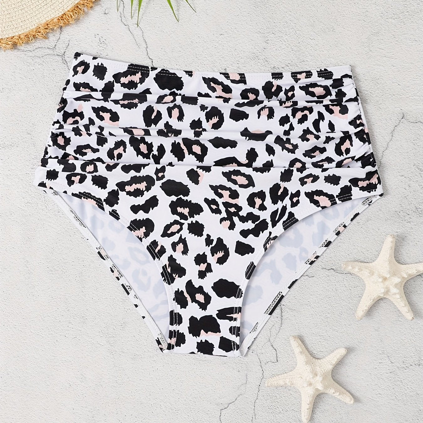 Leopard Print High Stretch Bikini Bottom High Waist Sexy Style Beachwear