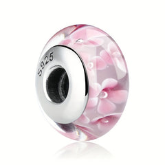 2pcs Glass Bead Flower Large Hole Bracelet Beaded