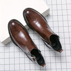 Men's Stylish Zipper High Top Chelsea Boots Smart Casual Walking Shoes