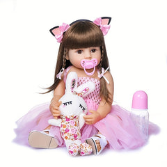 Simulation Baby Reborn Doll Long Hair Girl Gift Children's Toys