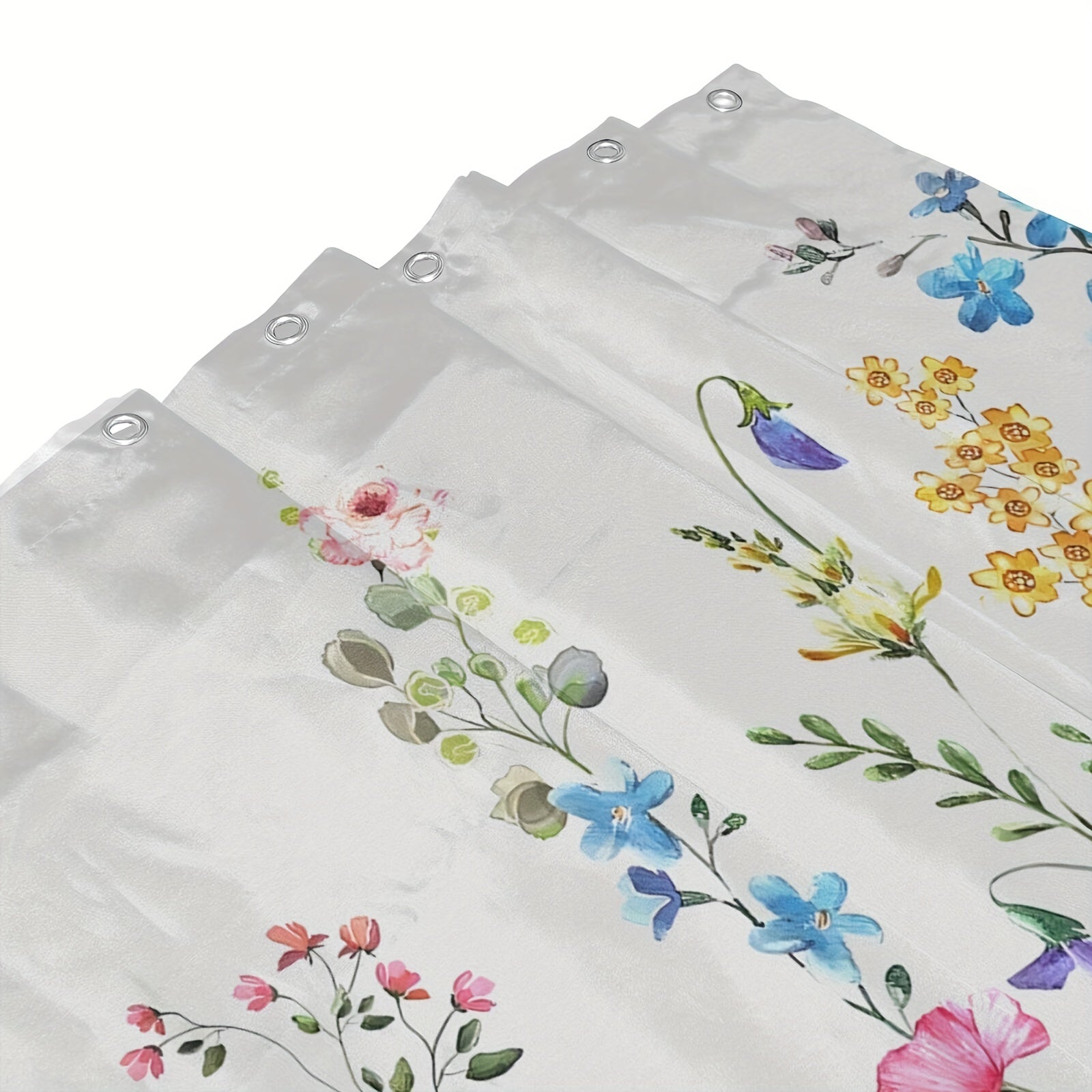 Watercolor Flower Shower Curtain 182x182cm with Hooks