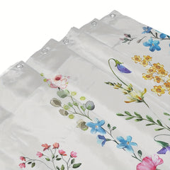 Watercolor Flower Shower Curtain 182x182cm with Hooks