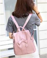 Big Capacity Bow PU Backpack Preppy Style Teenage Girls Schoolbag