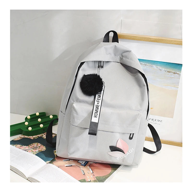 Green School Bag for Teenage Girls College Wind Student Bookbag