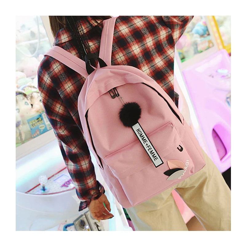 Green School Bag for Teenage Girls College Wind Student Bookbag
