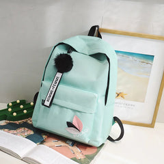Green School Bag for Teenage Girls College Wind Student Bookbag