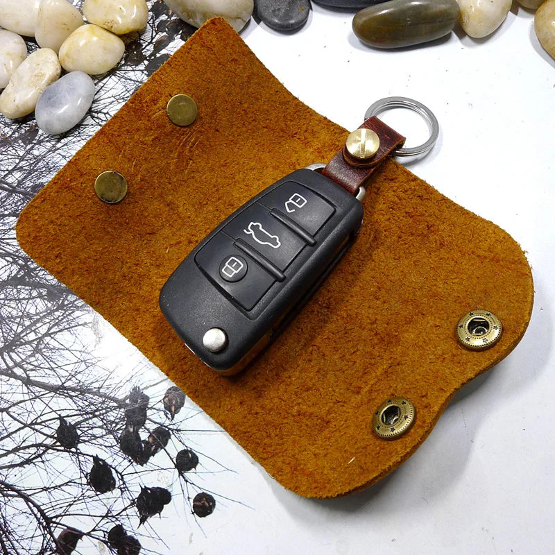Leather House Key Holder Car Key Case Small Key Organizer Mini Key Bag