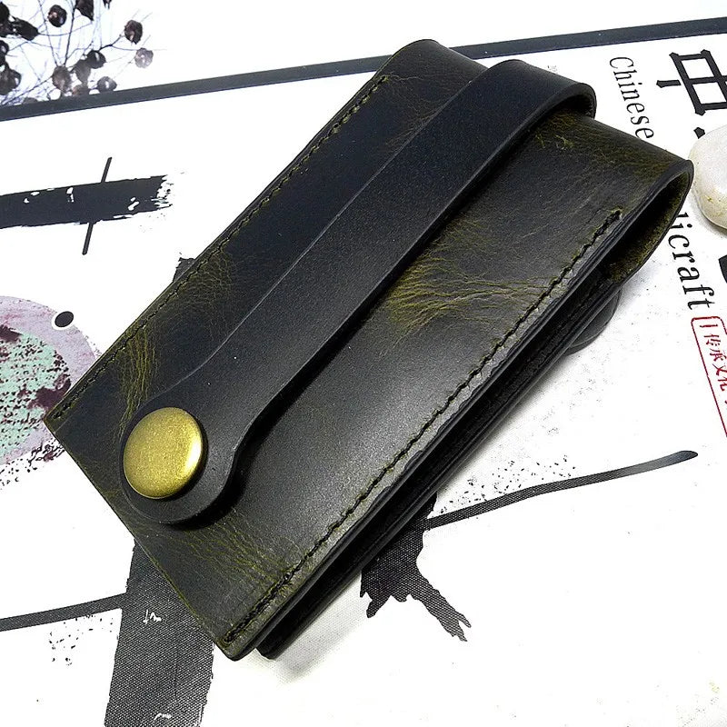 Large Capacity Leather Key Holder Pulling-Out Keys Pouch Organizer Case