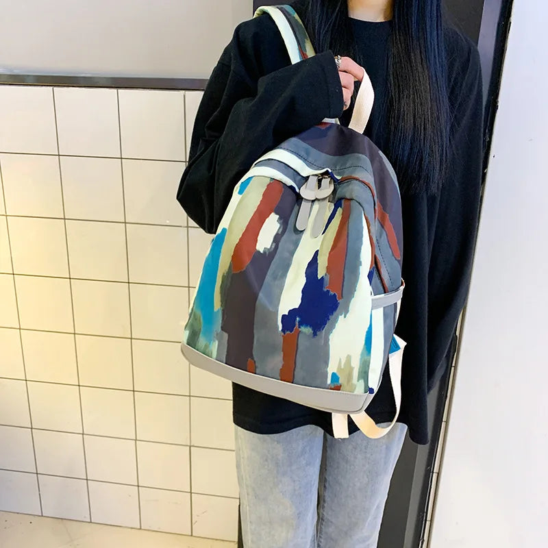 Nylon Graffiti Backpack Softback Zipper High-capacity Camouflage School Bag