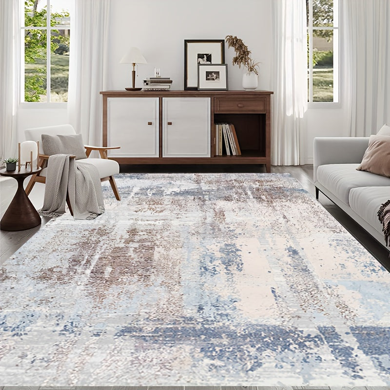 Washable Fluffy Bedroom Area Rug Abstract Carpet with Non Slip Backing
