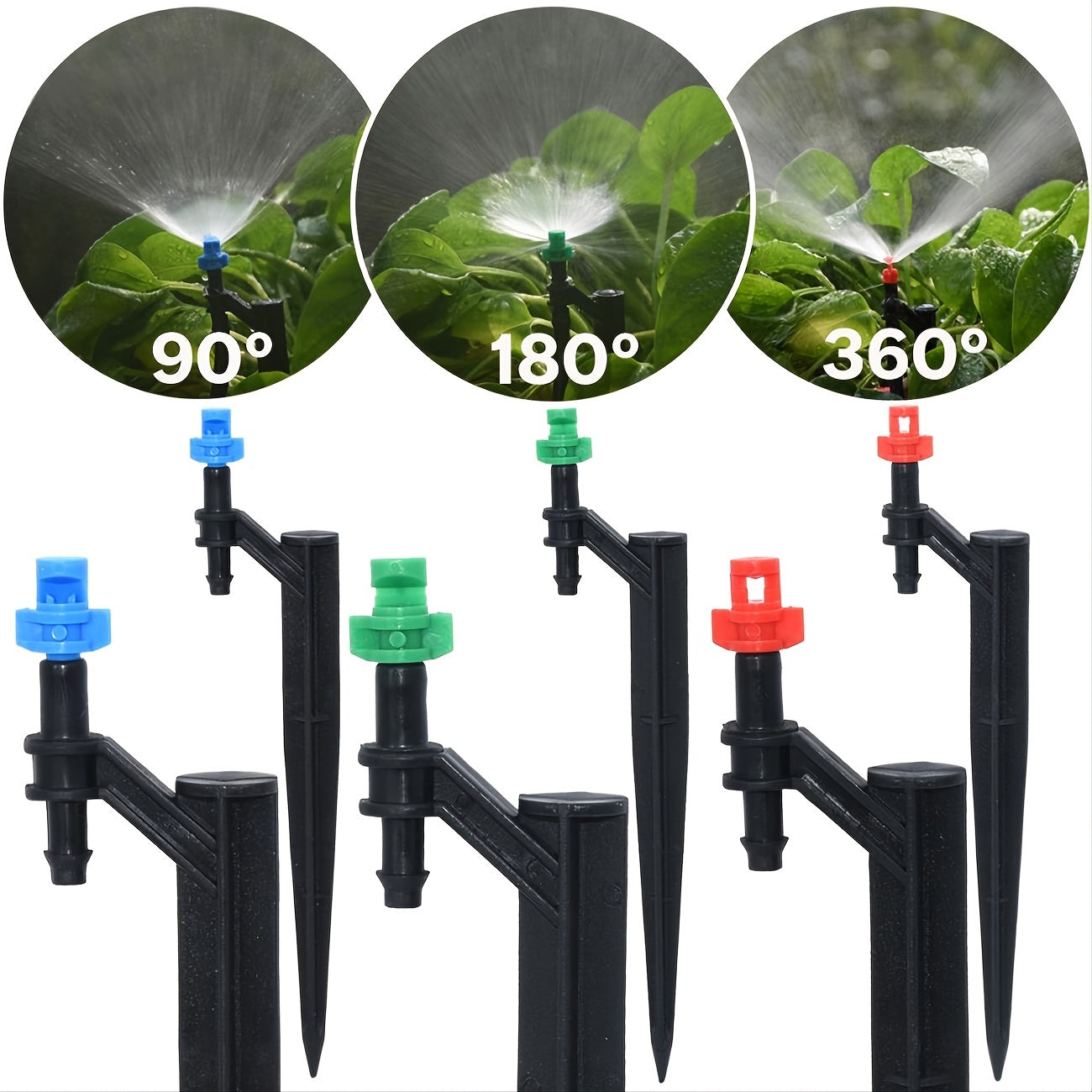 20pcs 90 180 360 Degree Misting Nozzle Stake 1 4'' Barb Garden Irrigation