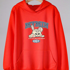 Girls Bunny Print Hoodie Comfy Pullover Spring Fall Christmas Gift