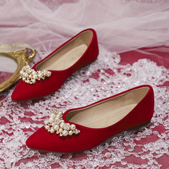 Pearl & Rhinestone Pointed Toe Flats