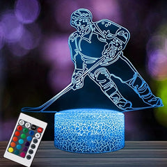Hockey Player 3D Night Light 16 Colors Remote Control Room Decor