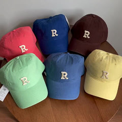 Men's Cotton R Letter Baseball Cap Sunshade Peaked Cap