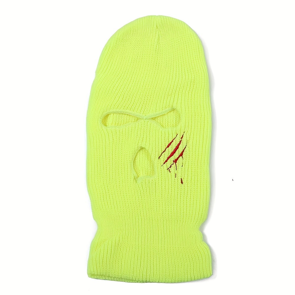 Men's Paw Print Three Hole Knit Cap Warm Cycling Hat