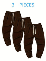 3 Pcs Men's Loose Casual Drawstring Joggers Set