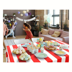 Classic Red Striped Tablecloth - Indoor & Outdoor Use