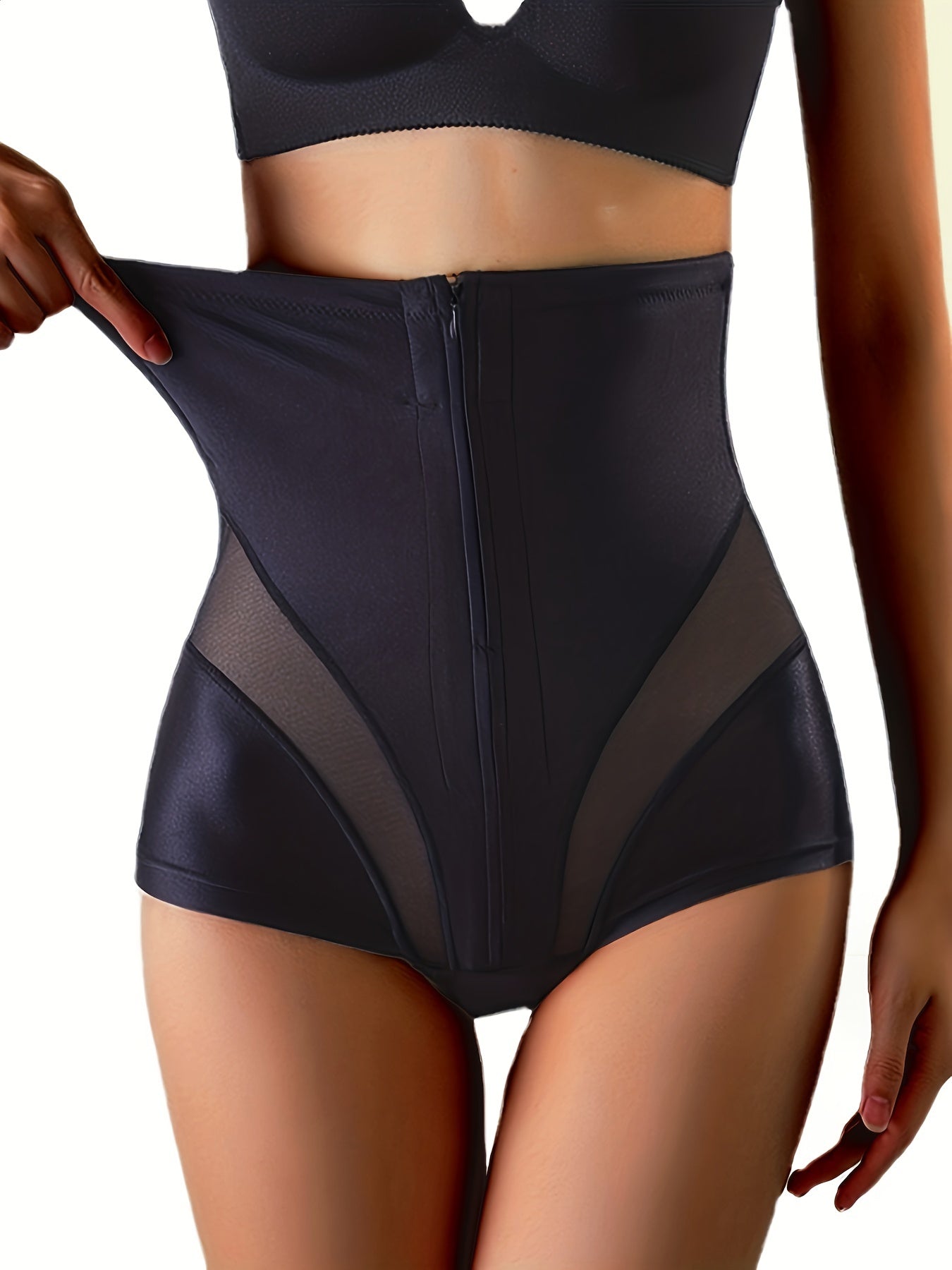 Mesh Shaping Panties Tummy Control Butt Lifting Zipper Panties