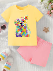 Rainbow Dog Girl's 2pcs T shirt & Shorts Set Kids Clothes