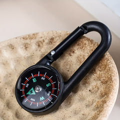 2pcs Small Metal Buckle With Compass Keychain For Camping Hiking Adventure