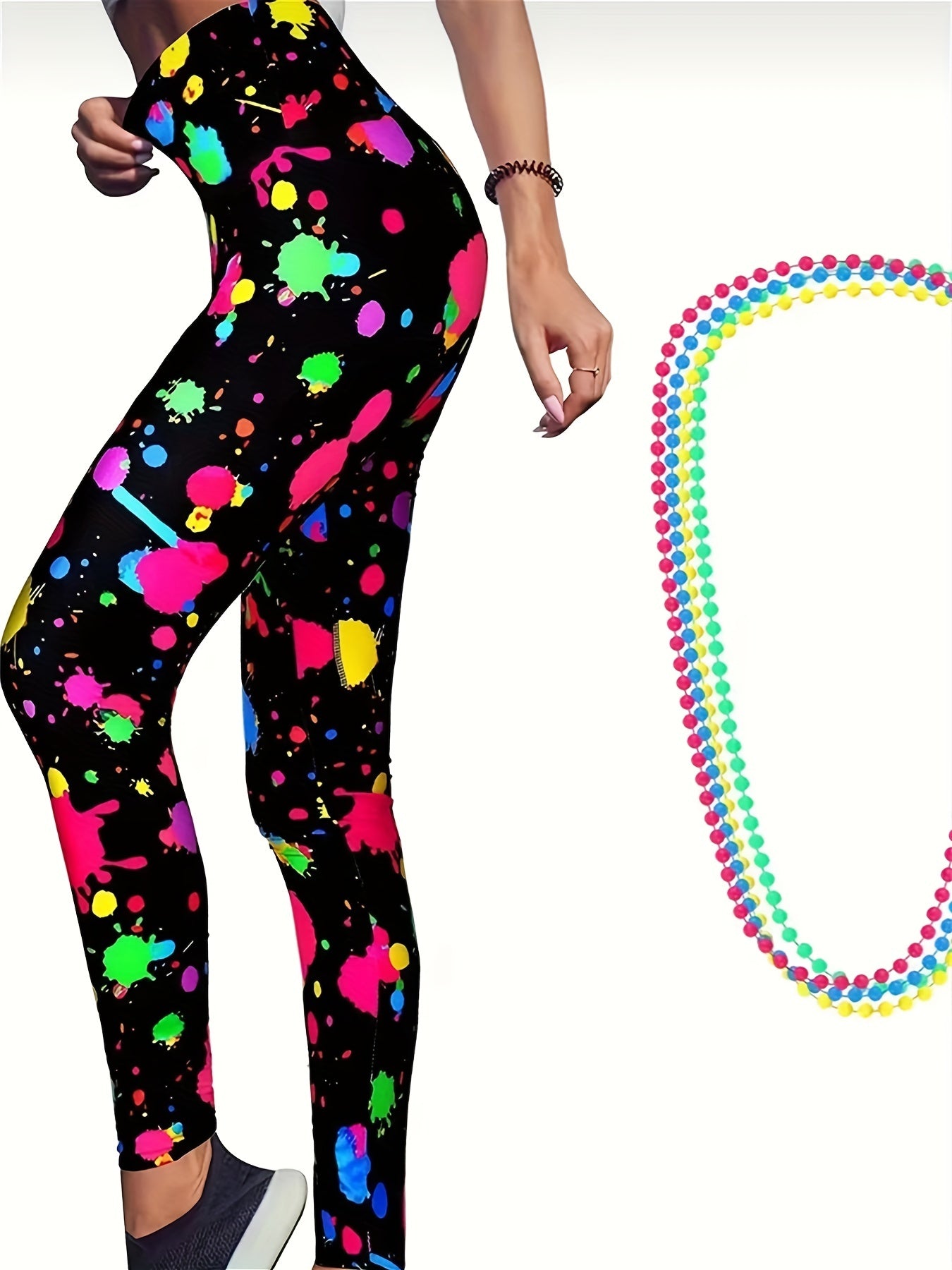 Splatter Print Sports Leggings Slim Stretchy Butt Lifting Yoga Pants