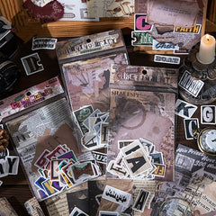English Characters Burned DIY Material Package Stickers and Papers