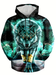 Men's Wolf 3D Print Hoodie Graphic Pullover for Autumn Winter