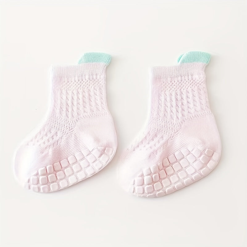 6 Pairs Baby Boys Mesh Breathable Crew Socks Anti-Skid Toddlers Children's Socks