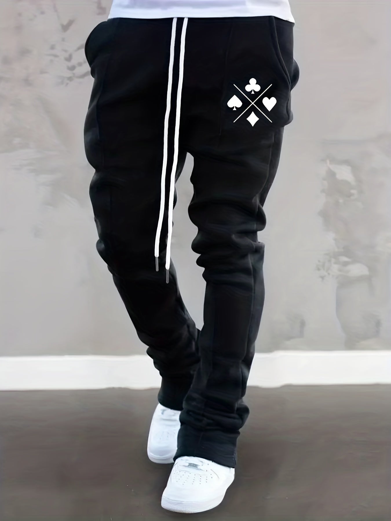 Graphic Pattern Slim Fit Flared Joggers Men's Casual Pants