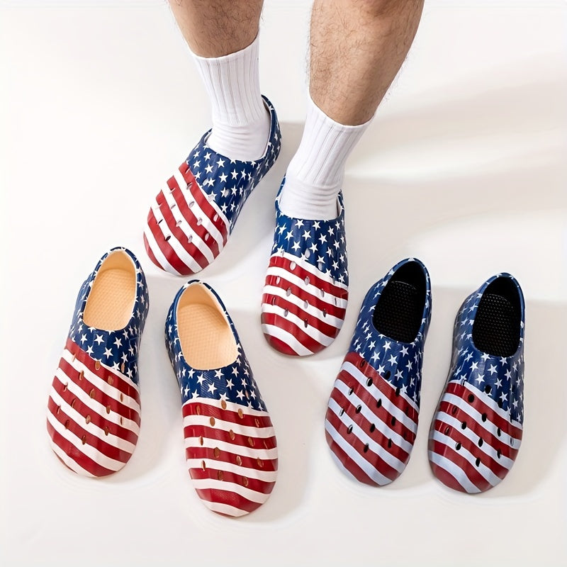 Men's Star & Stripe Print Foam Clog Sandals American Independence