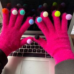 Funny Personalised Warm Knit Hairball Gloves for Students