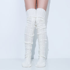 Thick Twist Knit Thigh High Socks Women's Stockings