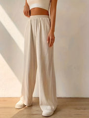 High Waist Wide Leg Pants with Dual Pockets for Women