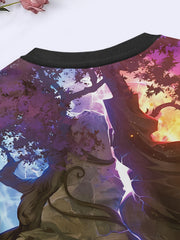 Planet Pattern Crew Neck Sweatshirt for Spring Fall