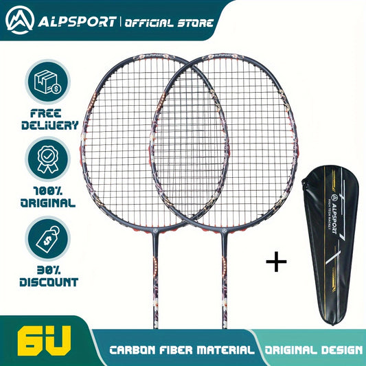 14 51KG Badminton Racket Full Carbon Racquet 2 Rackets Bag 1 Racket Box