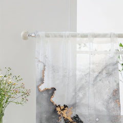 2pcs Marble Print Rod Pocket Curtains for Home Decor and Privacy