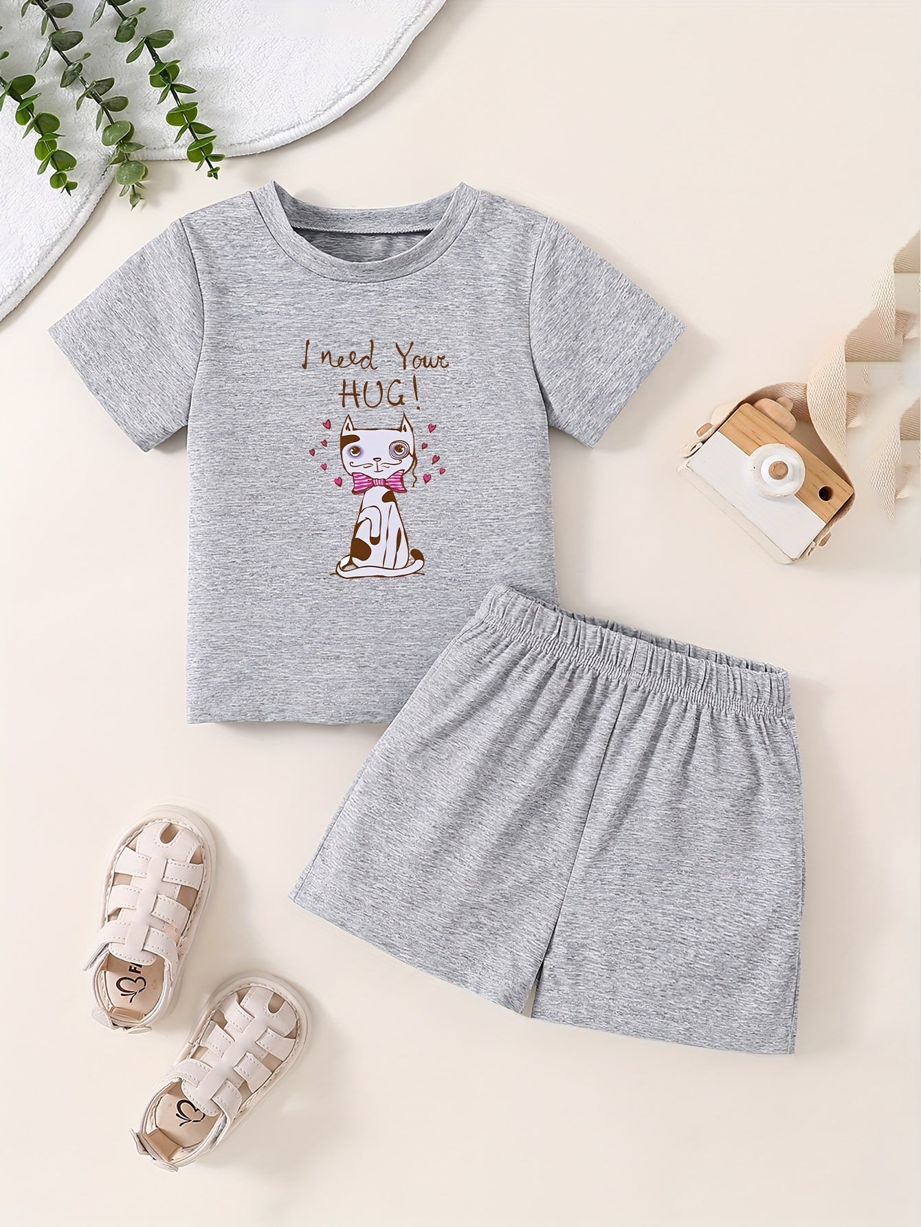 Toddler 2pcs Bottoming Set Short Sleeve T shirt & Shorts