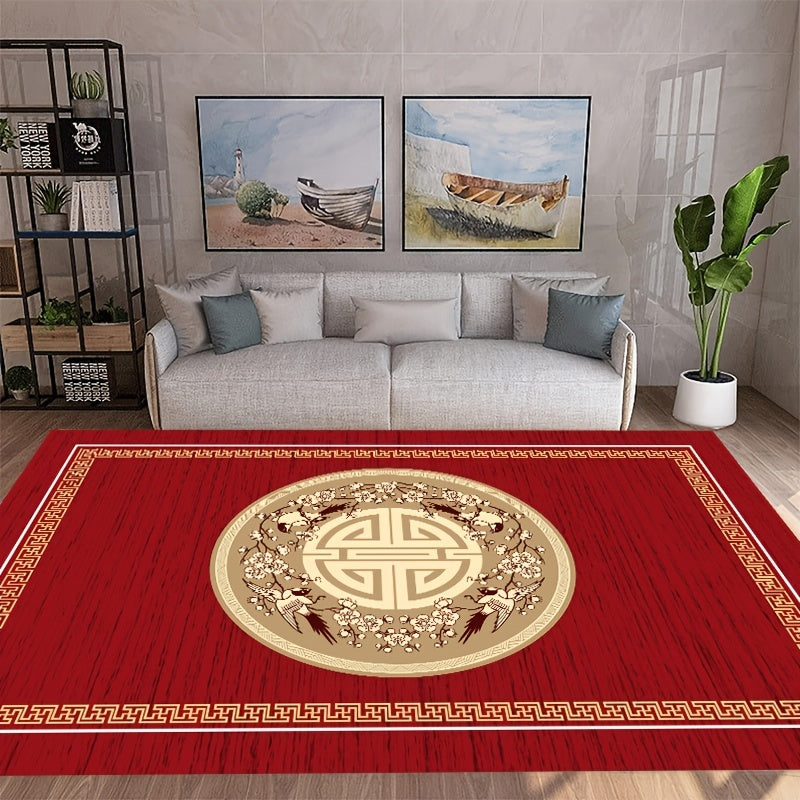 Fluffy Faux Wool Area Rug Non-slip Vintage Oriental Large Carpet