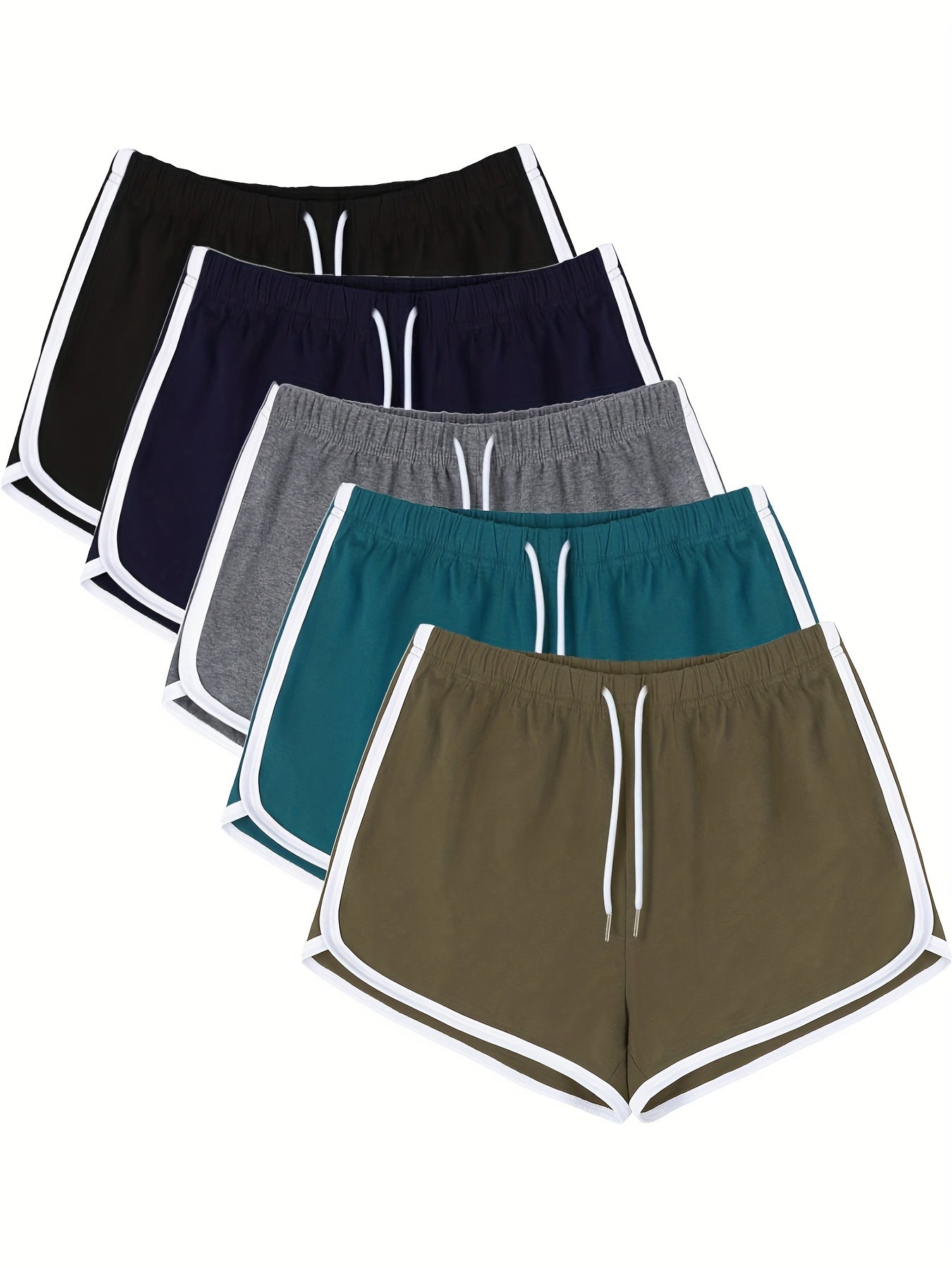 5pcs Women's Drawstring Yoga Shorts Comfortable and Breathable Activewear